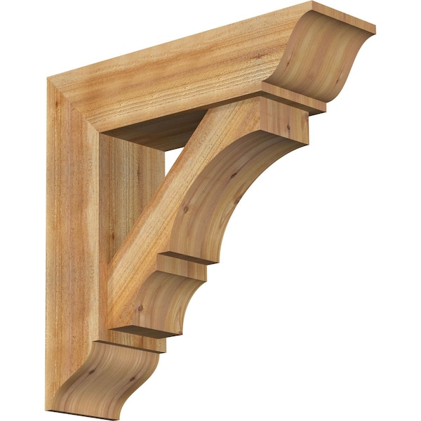 Ekena Millwork Balboa Traditional Rough Sawn Bracket w/ Offset Brace, Western Red Cedar, 8"W x 28"D x 28"H BKT0806X28X28BOA01RWR - main